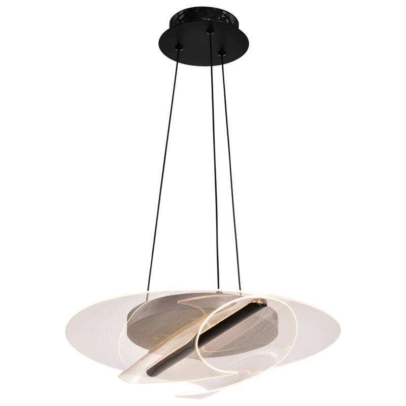 Geneva 18 Inch LED Pendant Matte Black Silk Screened Acrylic Lens - Matte Black