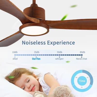52 inch Wood Ceiling Fans with Lights and Remote, Modern Low Profile Ceiling Fan with Light, 6 Speed, Reversible DC Motor