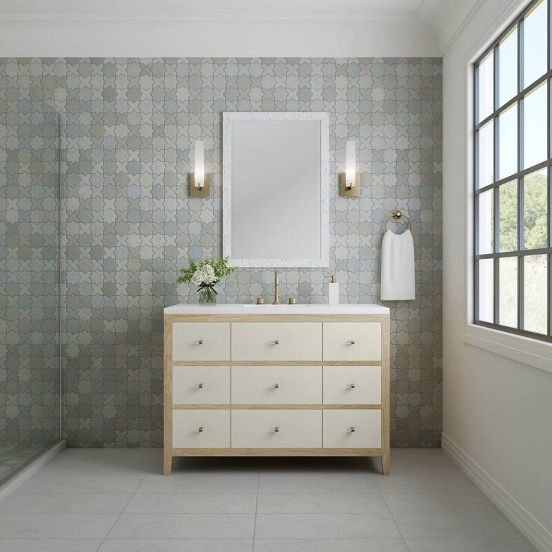 James Martin Vanities Celeste 48" Single Vanity, Sunwashed Oak with Embossed Shagreen