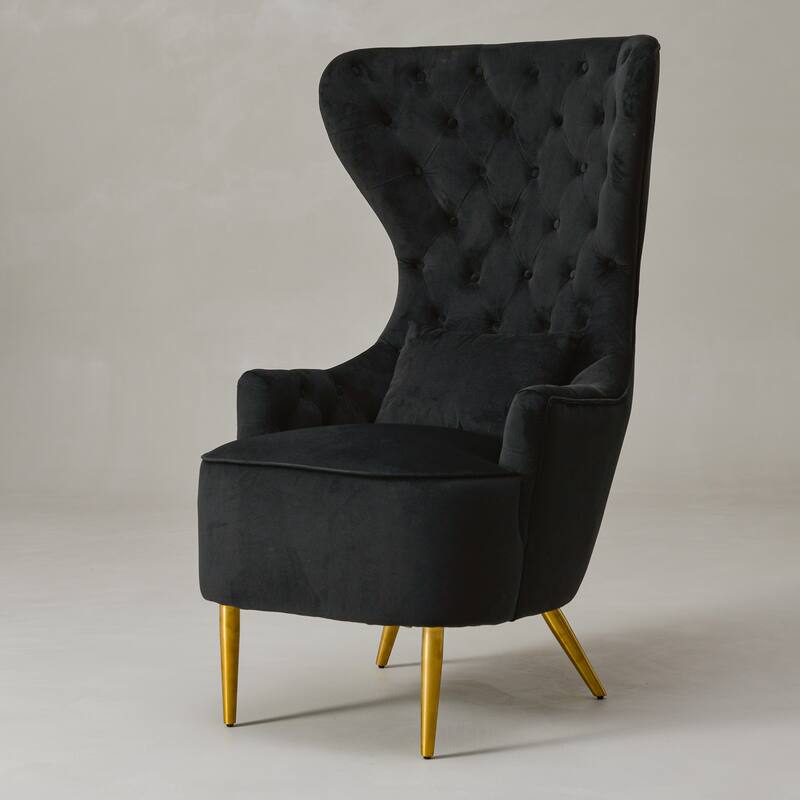KINWELL Upholstered Tufted Velvet High Wingback Accent Chair