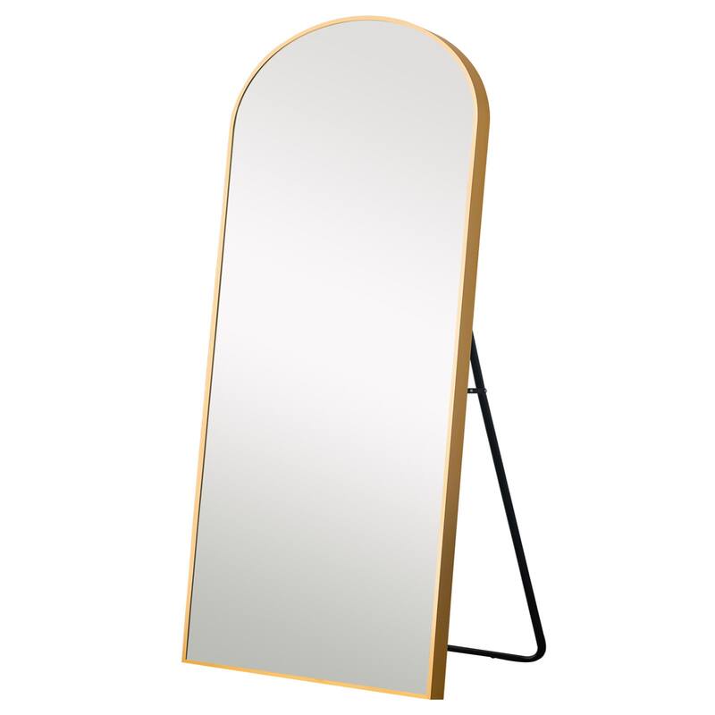 HomeRoots 71" Gold Arch Metal Framed Full Length Standing Mirror - 27.56