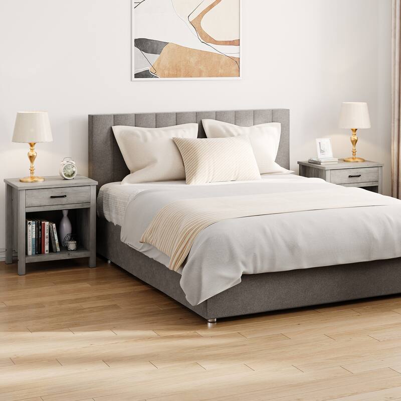 Farmhouse Square Nightstand Bedside Table End Table for Bedroom/ Living Room