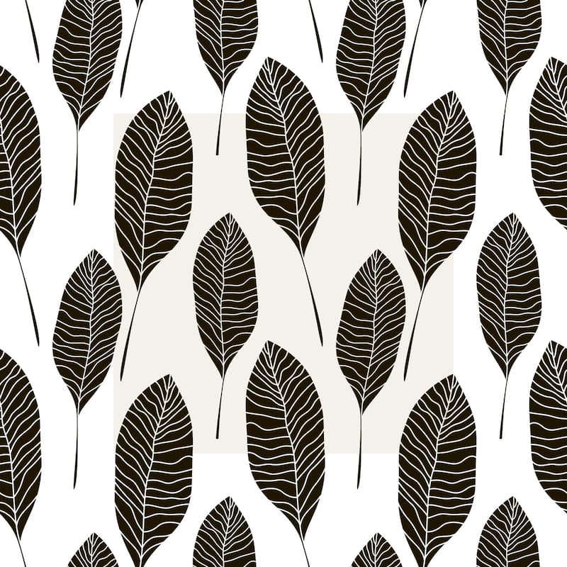 Brunial Black Leaves Removable Wallpaper - 24'' inch x 10'ft