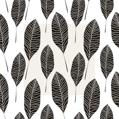 Brunial Black Leaves Removable Wallpaper - 24'' inch x 10'ft