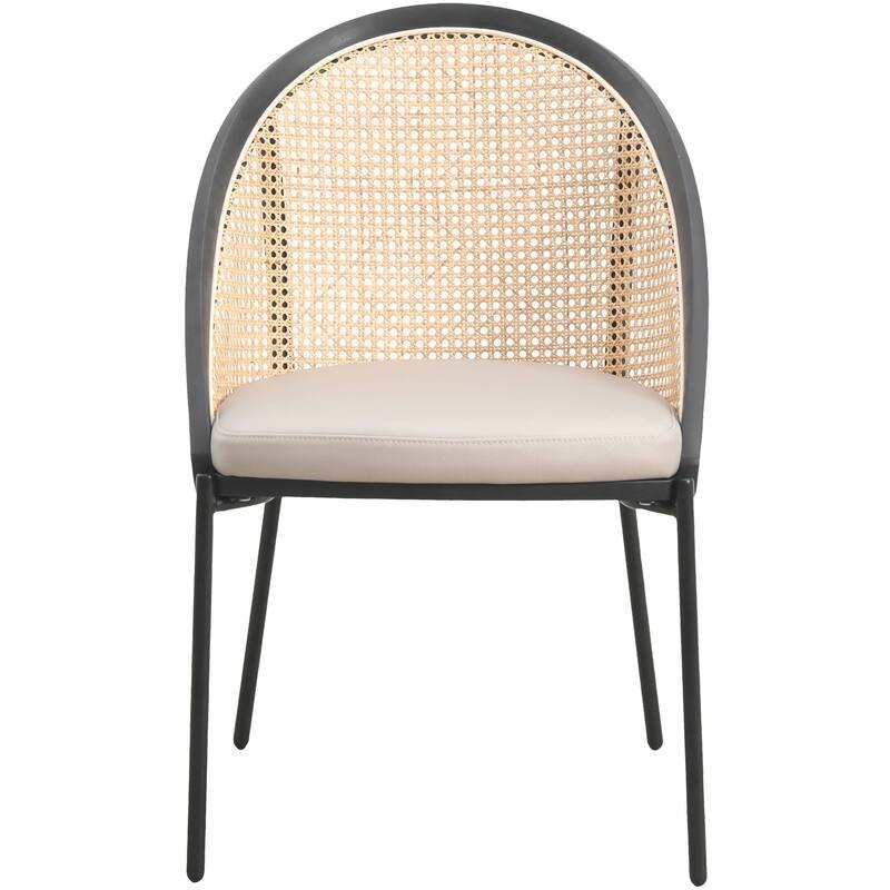 Urbane Modern Stylish Dining Chair with Vinyl Fabric Seat and Wicker Back for Dining Room & Kitchen, Set of 4