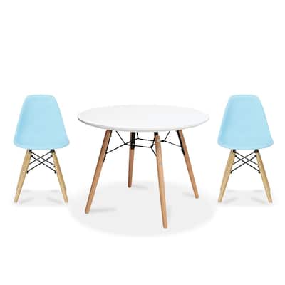 Kids Table and Chair Set Modern Toddler Furniture with Round Table and Armless Chairs Eiffel Wooden Legs Dining or Playroom Use