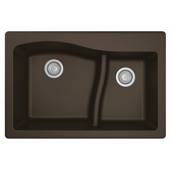 slide 40 of 52, Karran Drop-In Quartz 33 in. 1-Hole 60/40 Double Bowl Sink - 33" x 22" x 10" - 33" x 22" x 10" Brown