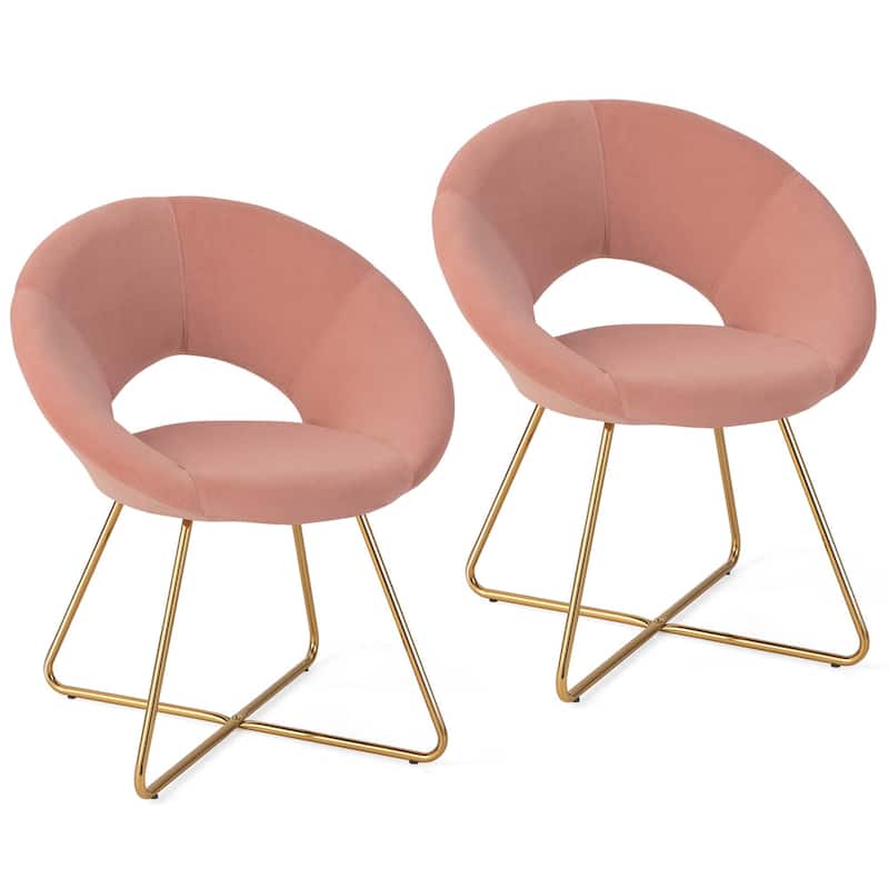 Costway Modern Velvet Accent Chair Upholstered Vanity Leisure Chair - 2PCS