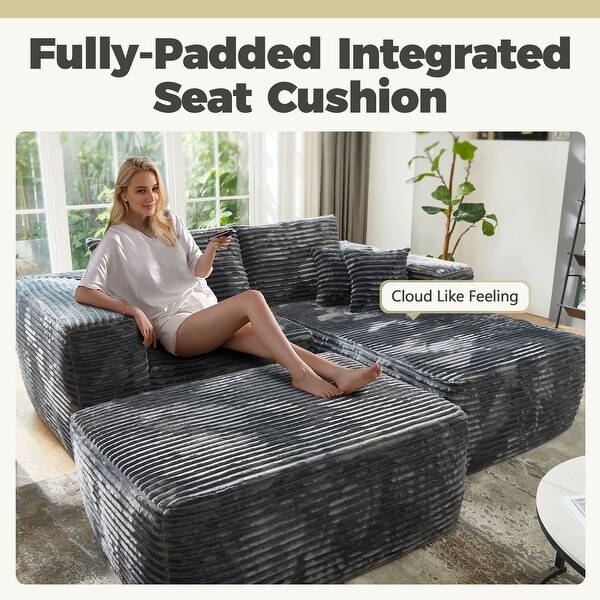 HOOOWOOO Modern Plush Sectional Sofa L-shaped Couch with Removable