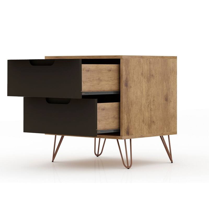 Manhattan Comfort Rockefeller 2-Drawer Nightstand (Set of 2)