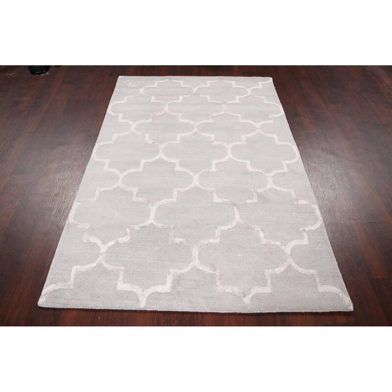 Modern Wool/ Silk Trellis Oriental Home Decor Area Rug Hand-Tufted - 4'0" x 6'0"