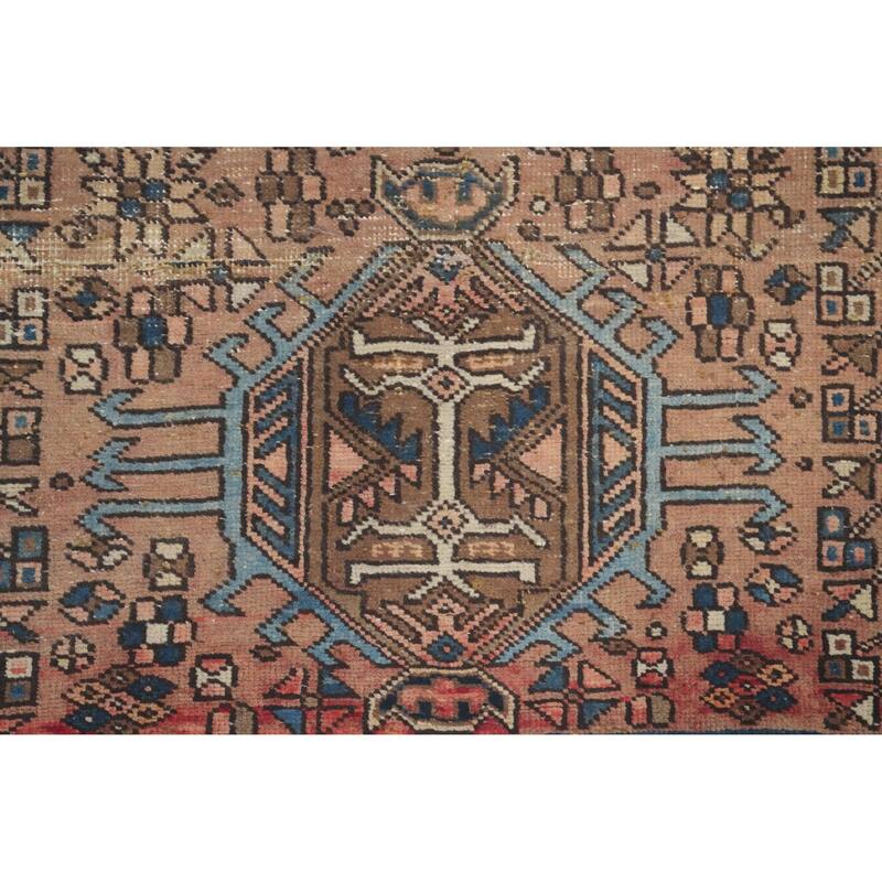 Hand Knotted Oriental 100% Wool Carpet Traditional Tribal Brown Gharajeh Area Rug - 4' 8'' X 2' 8''