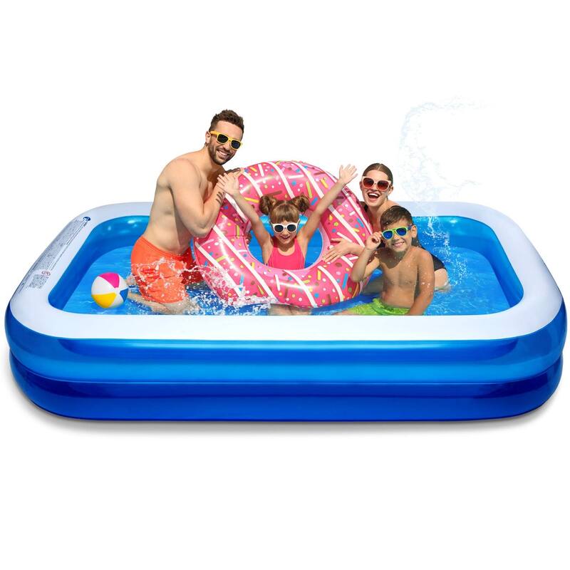 Inflatable Swimming Pool Kiddie Pools Family Swim Center for Kids Full-Sized Lounge Pool for Kids Easy Set Swimming Pool - Blue