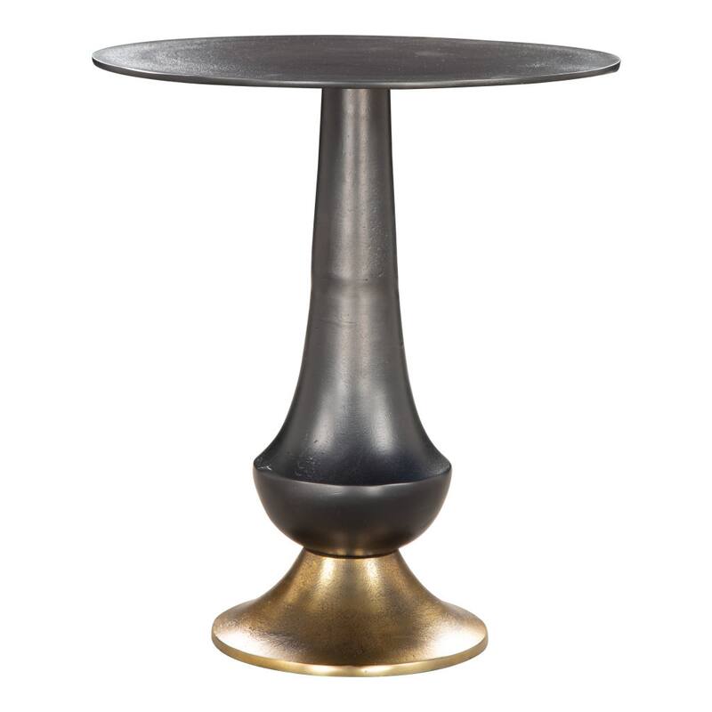 HomeRoots 21" Black And Gold Aluminum Round Pedestal End Table - 19' X '20.5' X '19