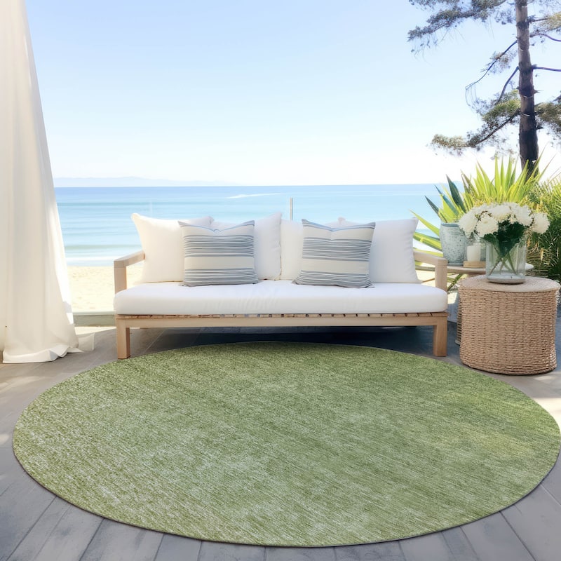 Machine Washable Indoor/ Outdoor Chantille Solid Ombre Rug - Green - 8' x 8'