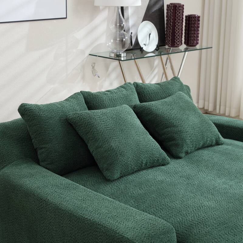 Seersucker 2-seater lazy sofa bed With 2 back pillows , 2 toss pillows,Comfy Sofa- Deep Seat Couch