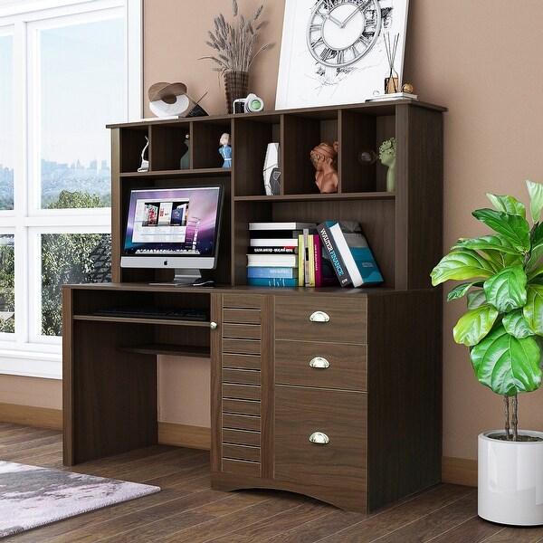 59 Inch Large Home Office Computer Desk with Hutch Big Storage