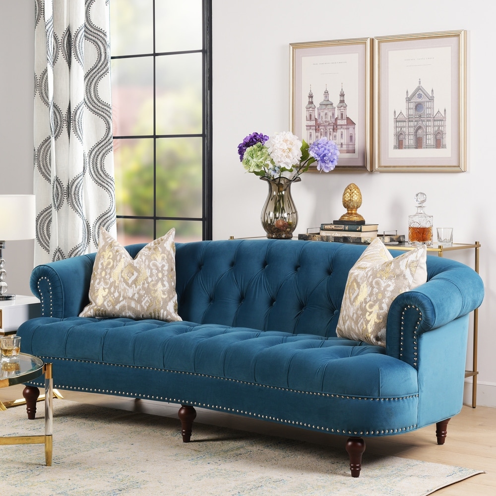 Gothic Inspired Royal Blue Velvet Single Sofa - Bed Bath & Beyond - 14426740