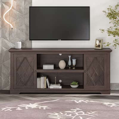 70" Farmhouse TV Stand Console for TVs up to 75 inch - Easy Assembly - 70" in Width