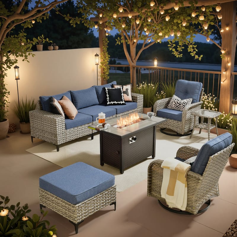 XIZZI Outdoor Patio Furniture Sectional Set with Swivel Chairs