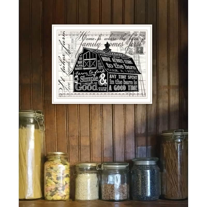 TrendyDecor4U Contemporary "SIMPLE & GOOD BARN" Framed Print Wall Art
