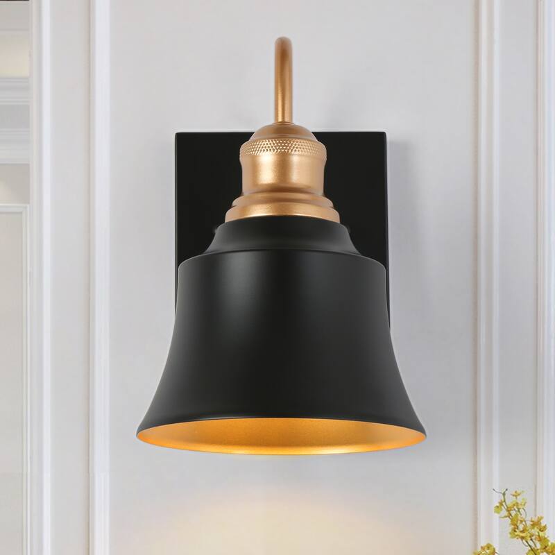 Modern Farmhouse LED Wall Sconces Black Vanity Lights for Powder Room - L5.9" x W7.5" x H9.1"