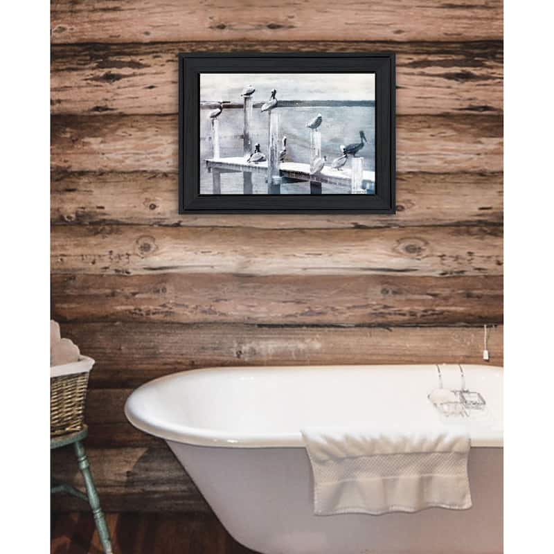 TrendyDecor4U Contemporary "Birds on the Pier" Framed Print Wall Art