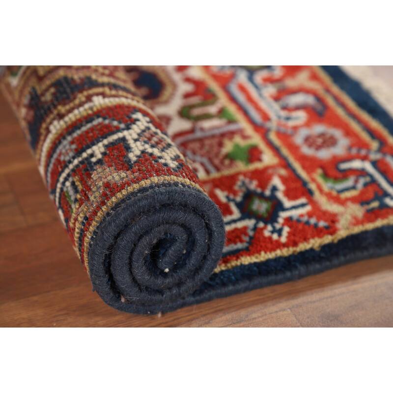 Geometric Heriz Serapi Indian Accent Rug Handmade Wool Carpet - 2'0" x 3'0"