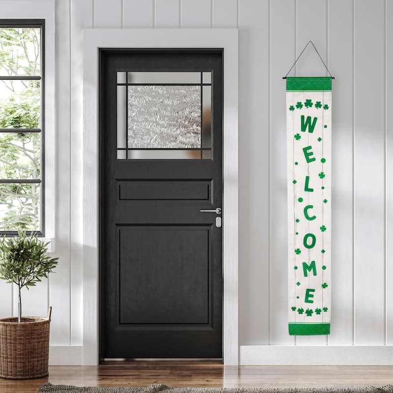 Set of 2 Welcome St. Patrick's Day Porch Door Hanging Banners 71"