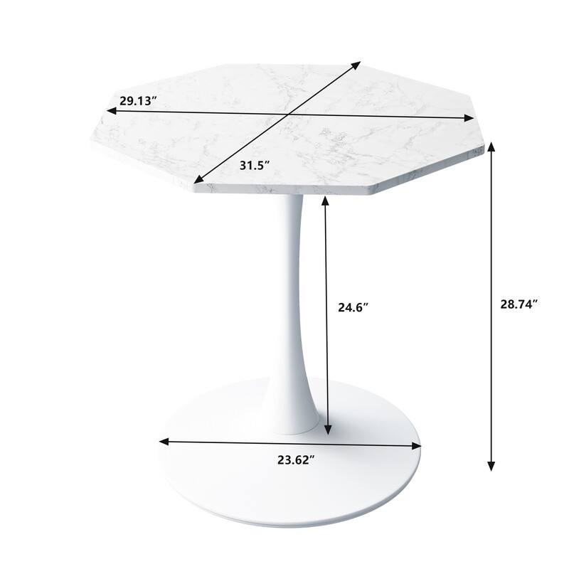 Modern Octagonal Coffee Table with Printed White Marble Table Top,Metal