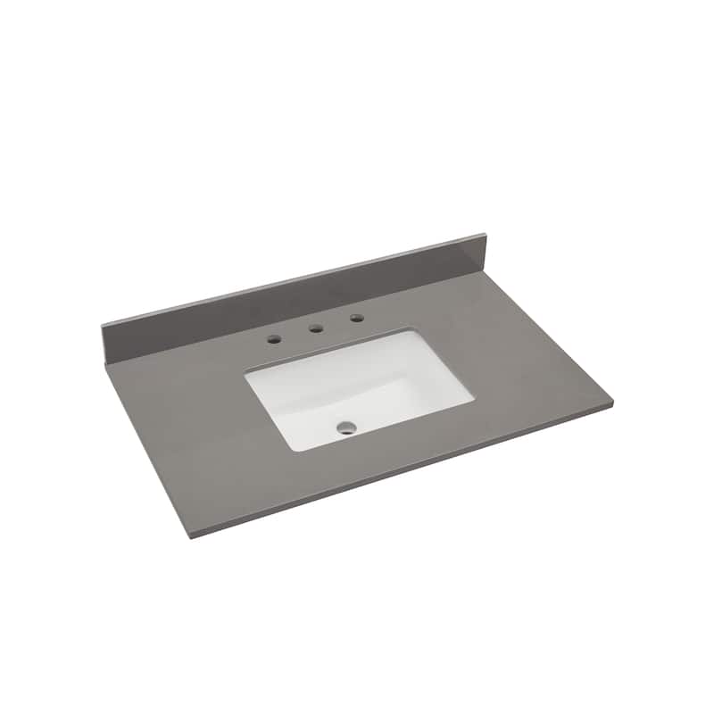Altair Madrid Bathroom Vanity Countertop in Concrete Grey with White Sink without Vanity