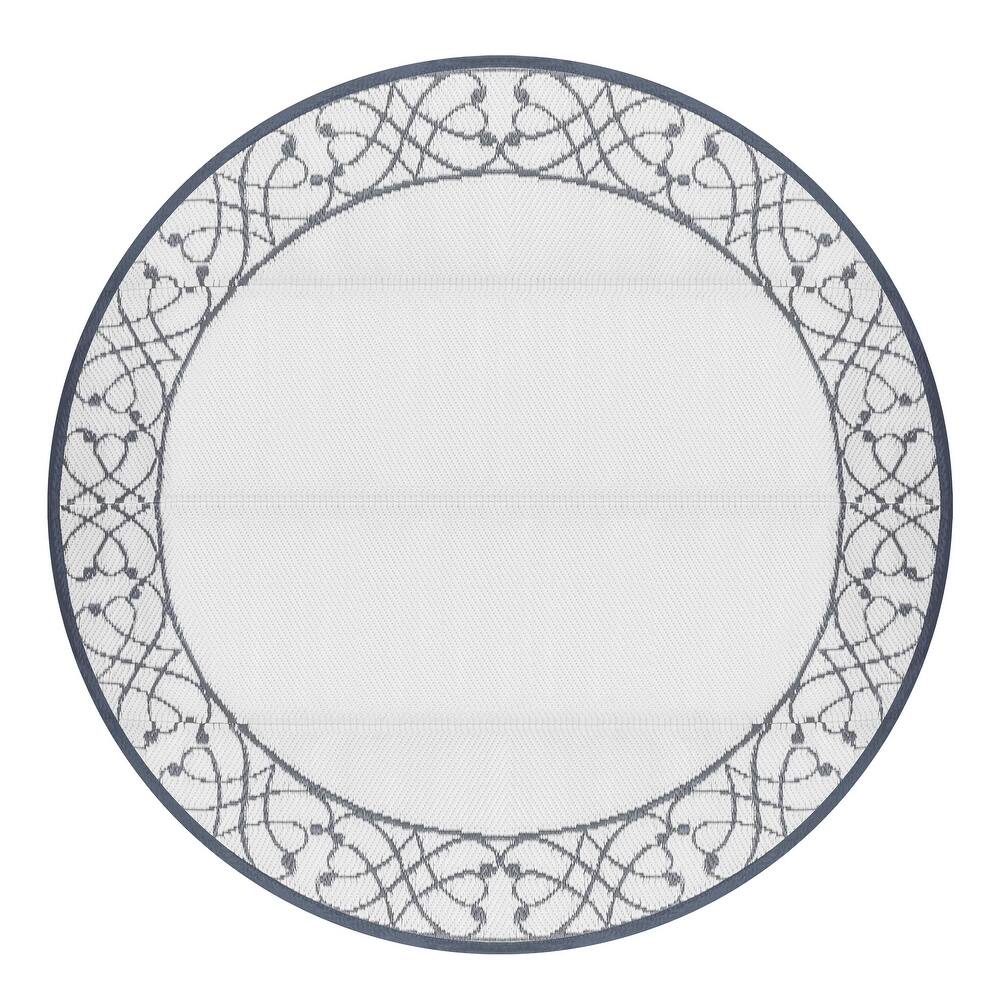 Outdoor5' x 5' Plastic Straw Reversible Rug for Decoration Garden, Backyard, Balcony