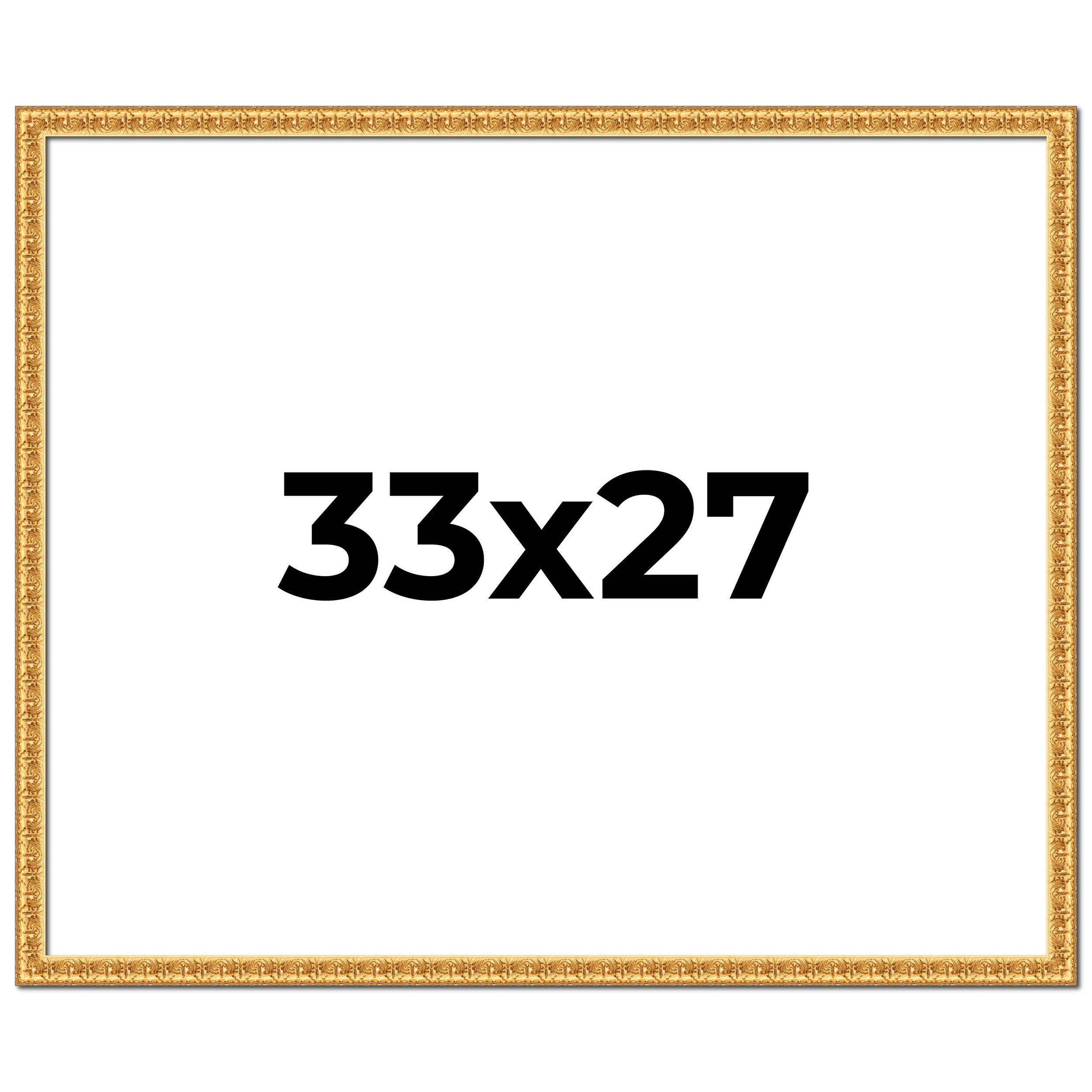 33x27 Frame Gold Real Wood Picture Frame Width 1 inches | Interior