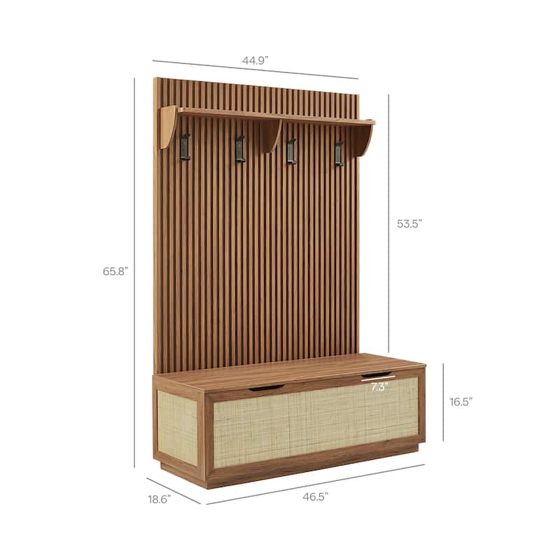 Soma Fluted 3-in-1 Hall Tree With Storage Bench and Coat Rack