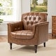 preview thumbnail 1 of 69, Tufted Vegan Leather Accent Chair Upholstered Armchair Brown