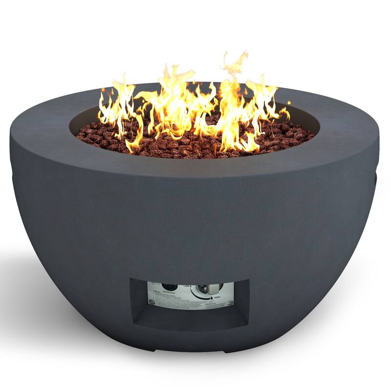 Kante 25"W Round Eco-Friendly Propane Gas Modern Smokeless Bowl Fire Pit Table with Weather Resistant Cover, 50,000 BTU