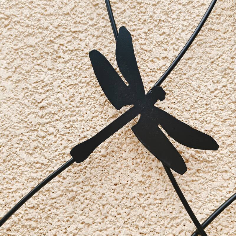 2 Pack Metal Garden Trellis 86.7" x 19.7" Rustproof Trellis for Climbing Plants Outdoor Flower Support Dragonfly Deco - Black