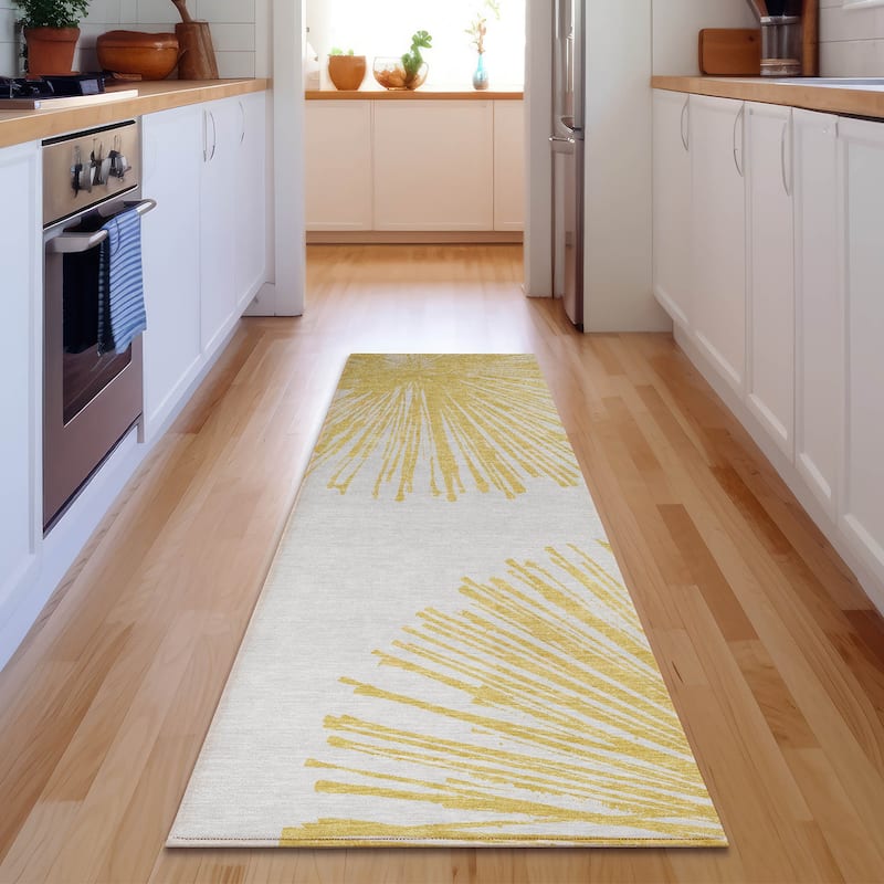 Premium Washable Super Soft Abstract Blast Mayfield Rug - Gold - 2' 3" x 7' 6" - Runner
