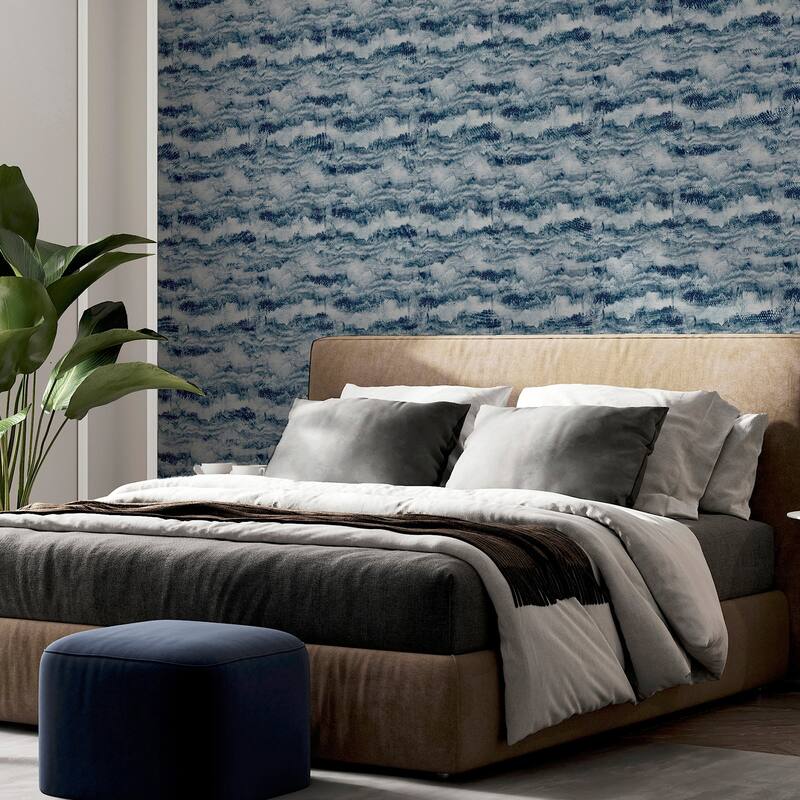 Arthouse Irene Navy Painted Canvas Wallpaper