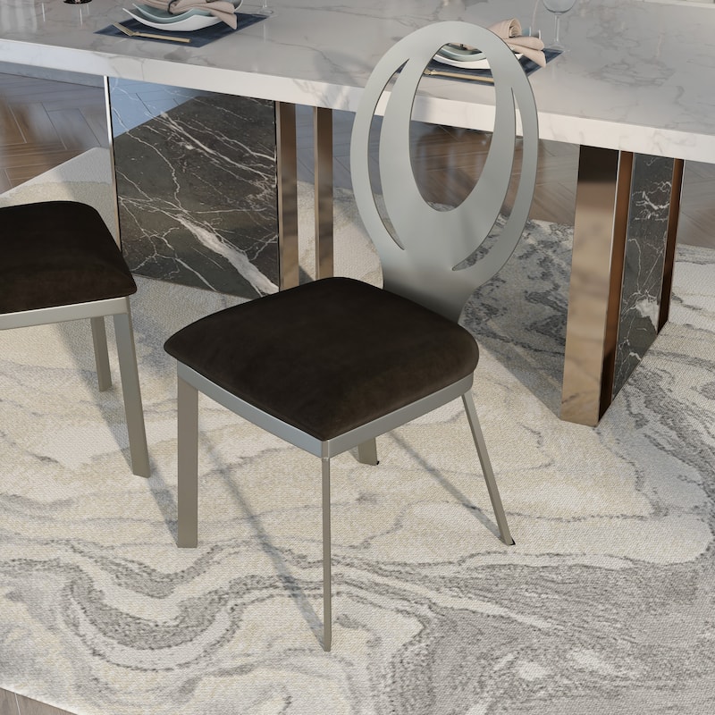 Heer Modern Silver Metal Dining Chairs (Set of 2) by Furniture of America