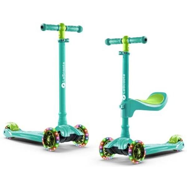slide 2 of 8, Lascoota 2-in-1 Kids Kick Scooter, Adjustable Height Handlebars and Removable Seat