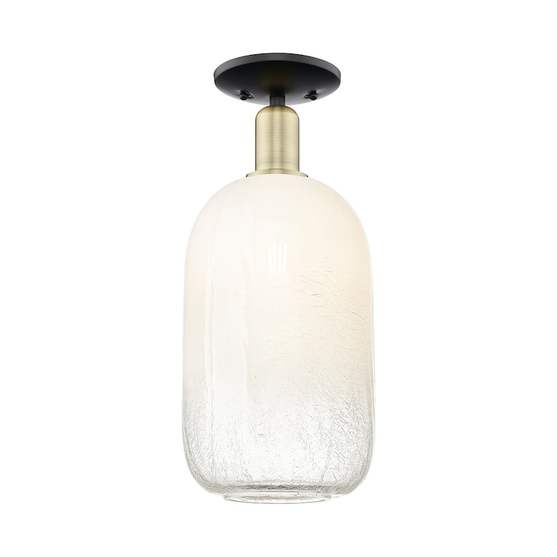 Innovations Lighting 716-1C-17-7 Brookhaven Cloche Semi-Flush - Black Antique Brass / Opal