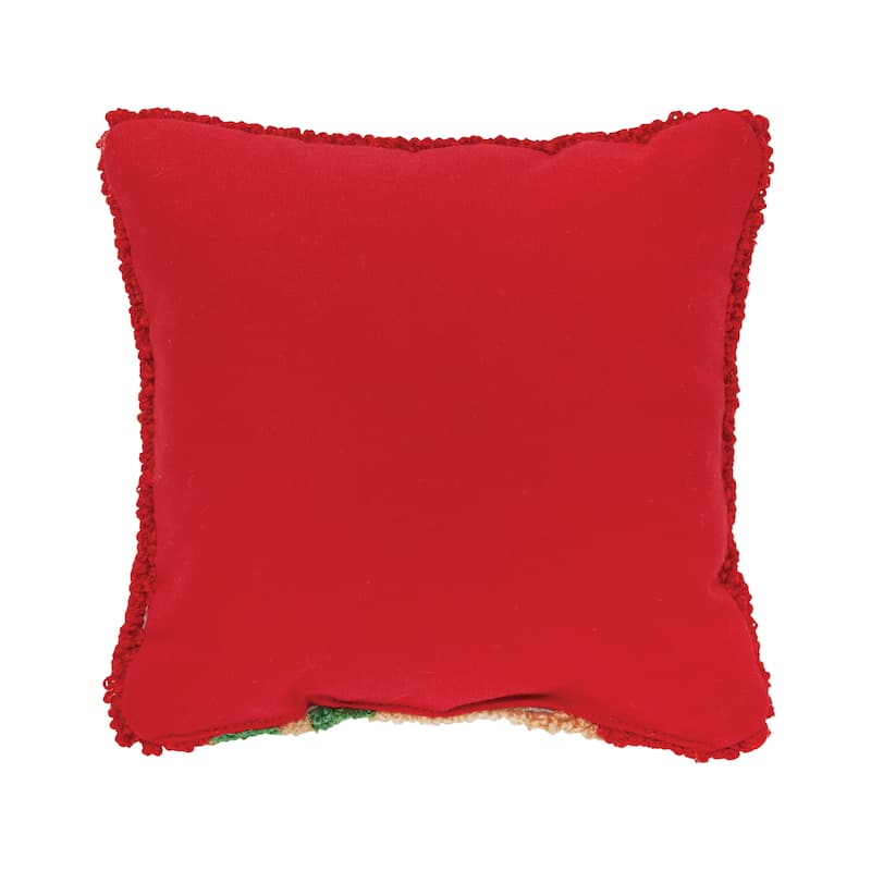 Christmas Kitty Hooked Throw Pillow