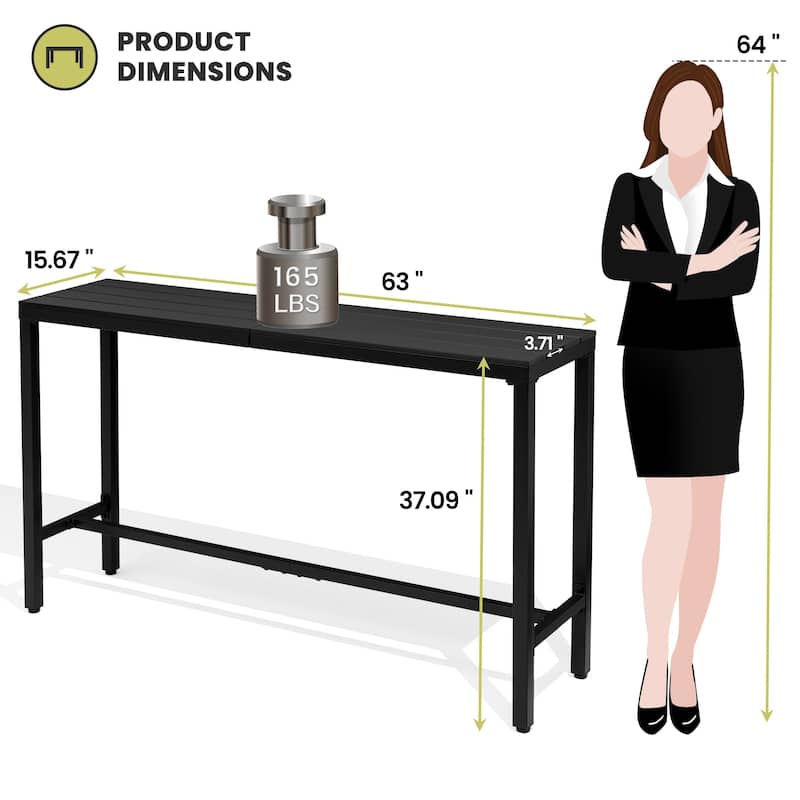 Crestlive Products Patio Outdoor Bar Table Rectangle Pub Table
