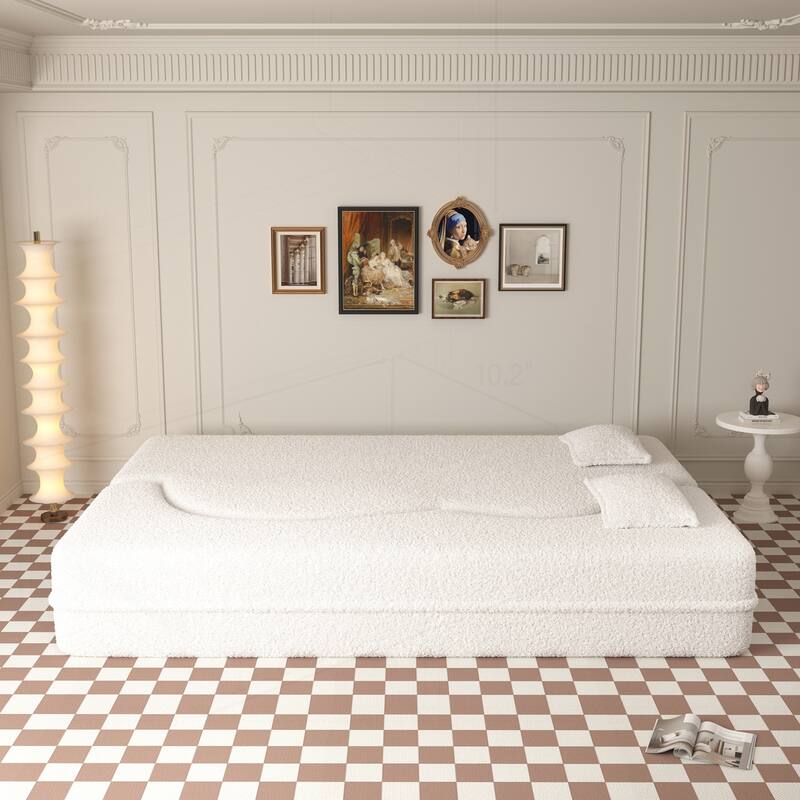 Versatile Convertible Foam Sofa Bed with Removable Cushions and Pillows