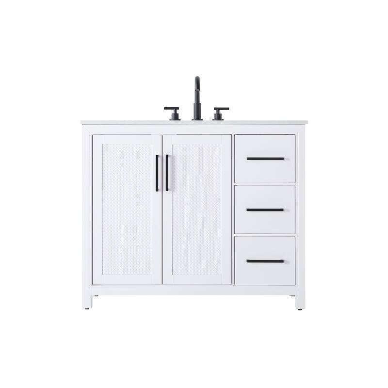 Elegant Lighting VF29542 Alina 42" Free Standing Single Basin Vanity - White - Painted