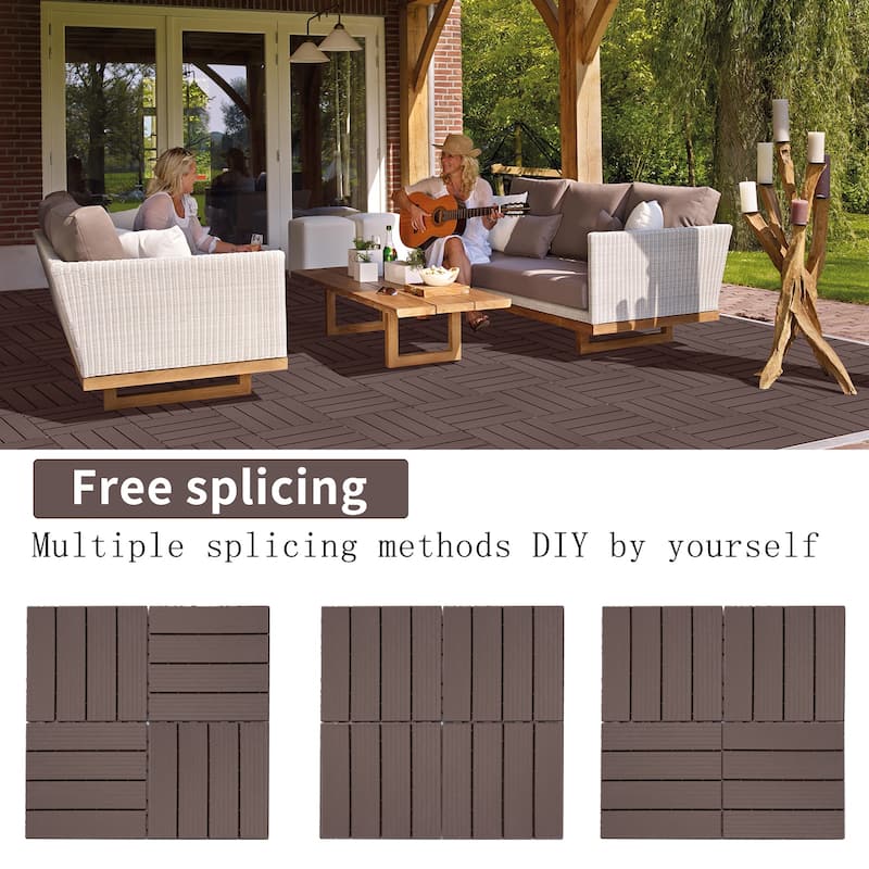 Plastic Interlocking Deck Tiles, 12.00"x12.00"(Pack of 44), Patio Flooring Outdoor Waterproof All Weather Use