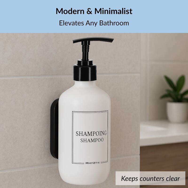 Wall-Mounted Shampoo Dispenser 13 fl oz (380ml) - White - 3.25 L x 3.25 W x 6.75 H