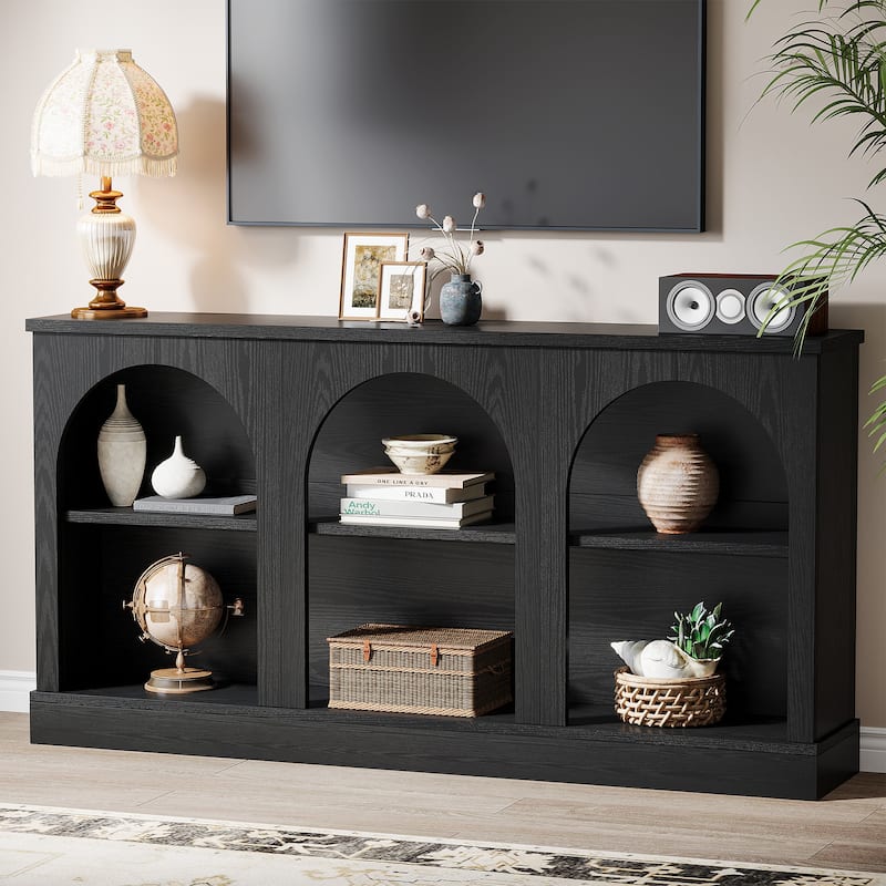 63-Inch Farmhouse Console Table with 3 Tier Storage