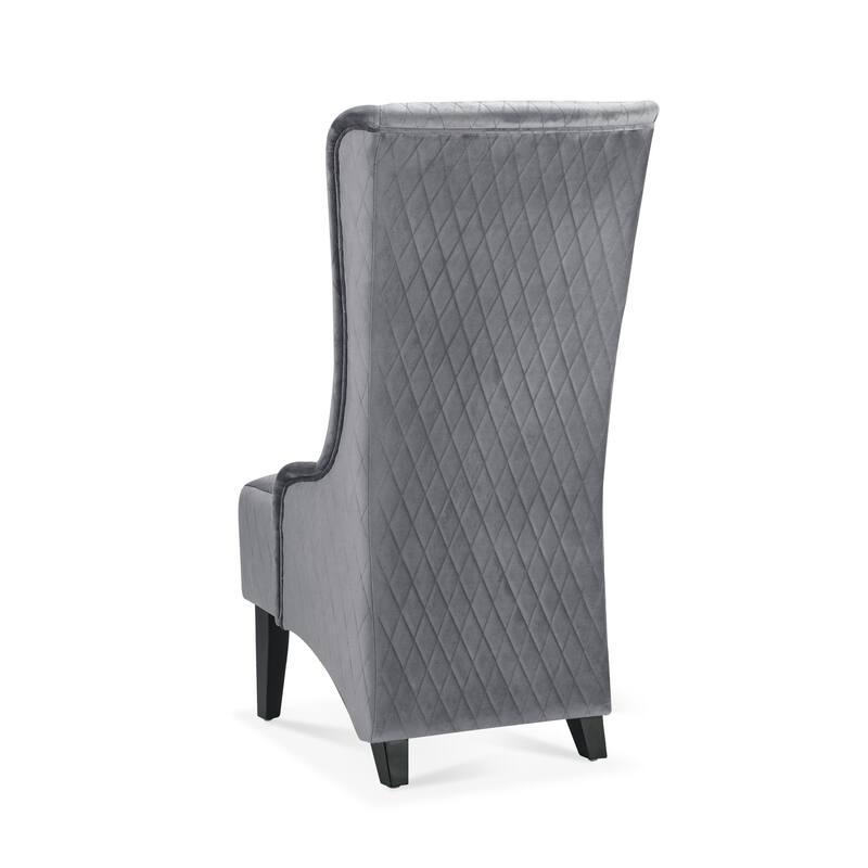 Velvet Wingback Chair with High Back Support and Wooden Legs